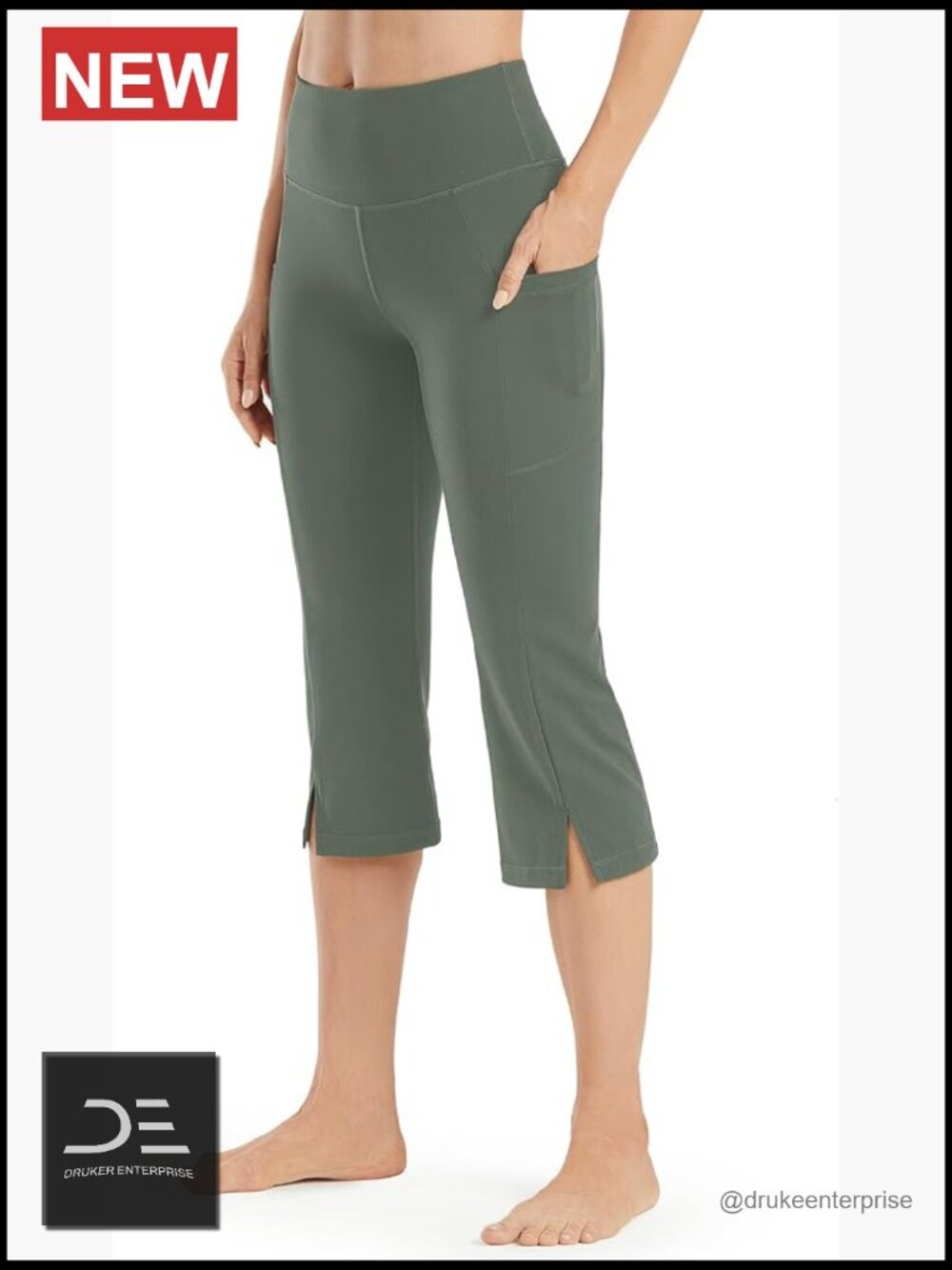 Bootcut Yoga Capris with Pockets High Waisted Tummy Control Flare Leggings